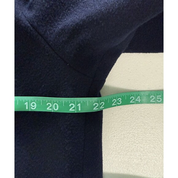 Women’s Navy Wool Coat Long Oversized Shawl Collar Double Breasted Sz12 Petite - Picture 8 of 10